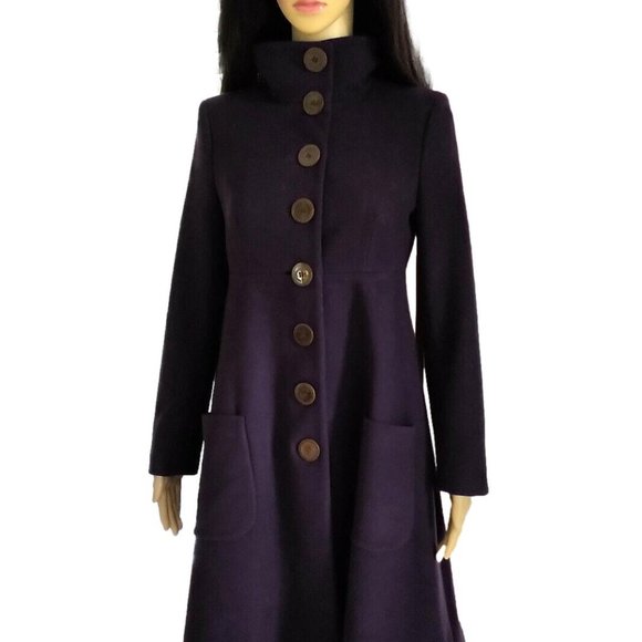 Salvatore Ferragamo Royal Plum Principessa Peacoat Swing Coat - Picture 13 of 14
